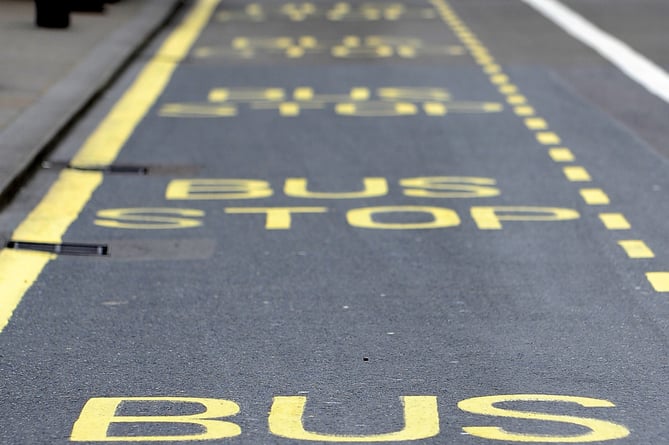 A stock picture of lines painted on the road of a bus stop on Parliament Street in London.