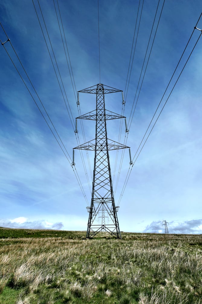 Electricity pylon near Heel Toe Hill in the Lake District