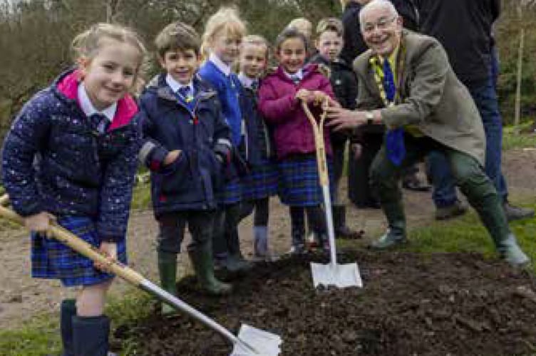The Mayor of Farnham, Cllr Alan Earwaker, with pupils from St Mary’s School, Frensham