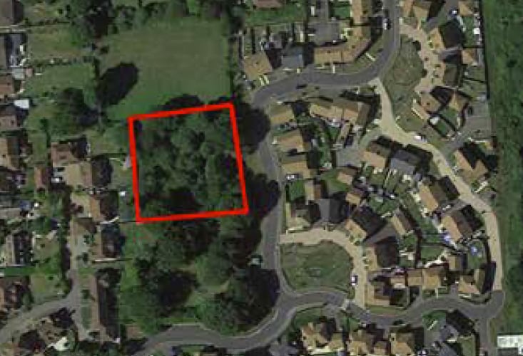 The red square was a proposed site for four houses in Medstead.