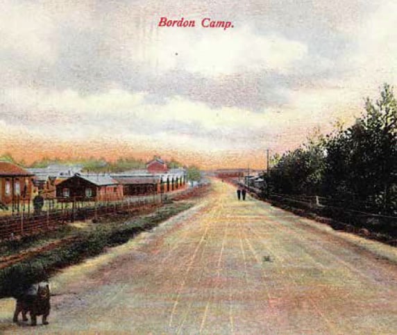 Postcard picture of Bordon army camp.