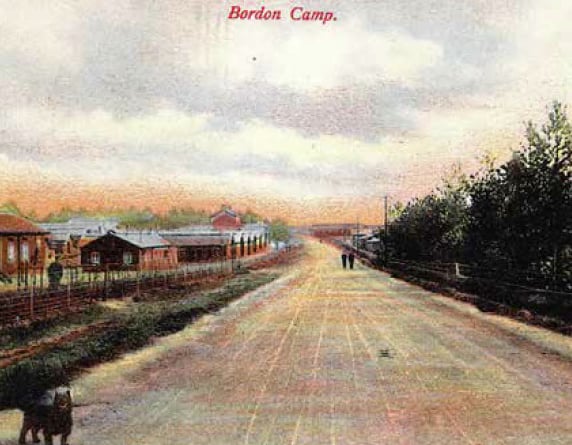 Postcard picture of Bordon army camp.