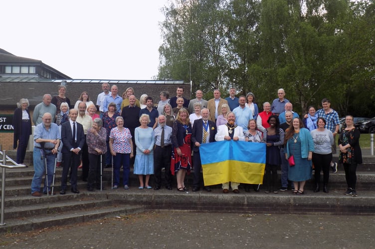 Cllr Adam Carew and contestants in a quiz and curry night for Ukraine at the Forest Community Centre in Bordon on May 7.