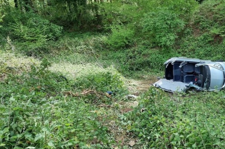 A Honda Jazz which had its roof cut off to free the driver following a crash in East Tisted