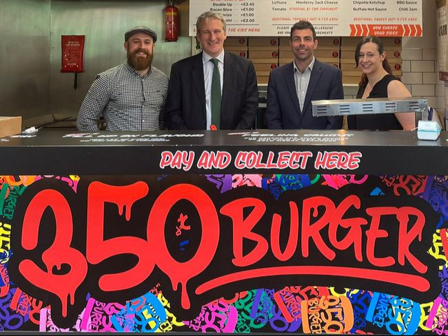 East Hampshire MP Damian Hinds, second left, visited 350 Burger at The Shed