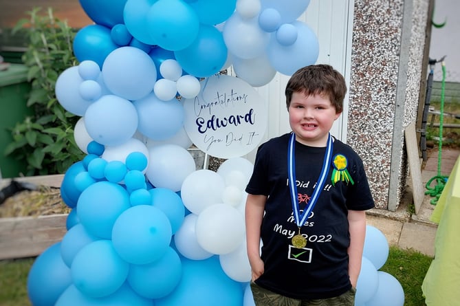 A party was given for six-year-old Bordon boy Edward Pollard after he cycled 100 miles in May 2022 for Cancer Research UK.