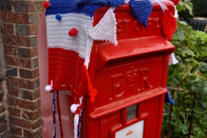 Selborne post box was decorated with a knitted Queen and her corgi for the Queen’s Platinum Jubilee in 2022.