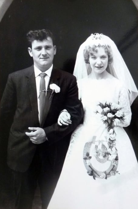 Bob and Margaret Ilsley leave St Mary’s Church in Bentworth after their wedding on July 14, 1962