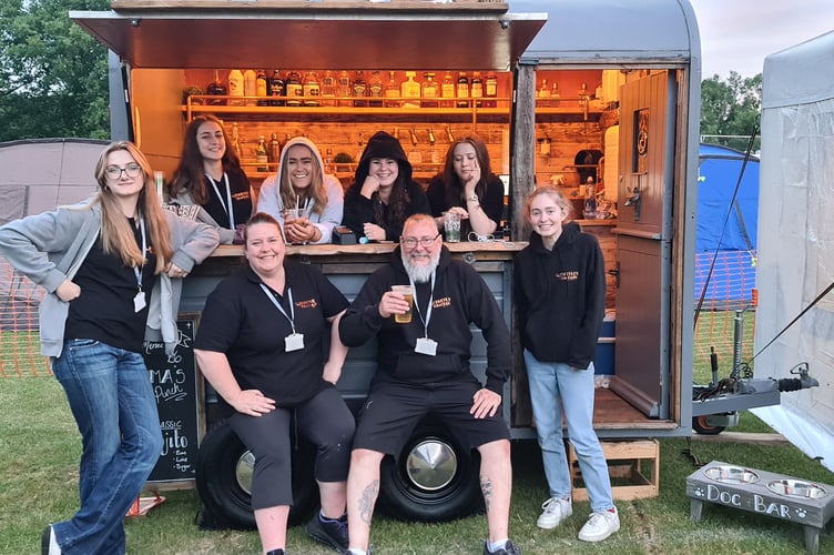 The Perryley Craft Gin team with their mobile bar.