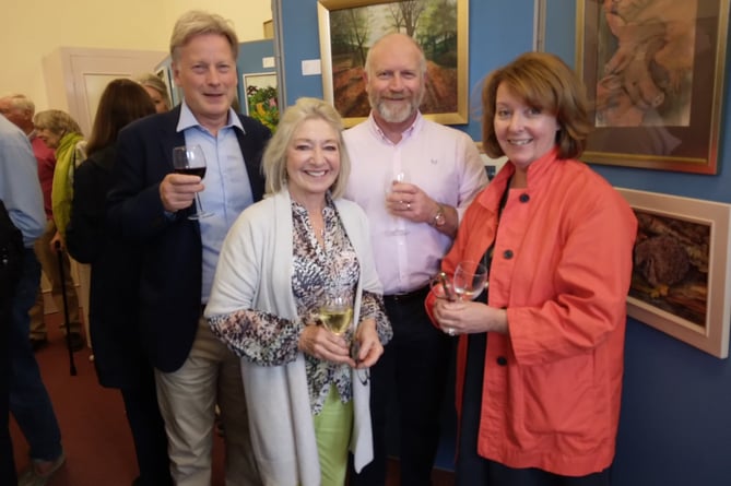 Gordon Thoday, Jeannie Pakenham, Robin Moore and Gill Grant at the Alresford Art Society annual exhibition, July 2022.