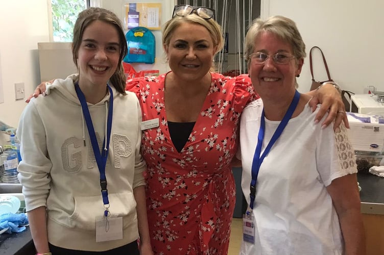 From left: Jenny, from Eggar’s School, Christine Mintrim and Anne Heath, who served cakes, scones and hot drinks after the Forget-Me-Not service at All Saints Church in Alton, July 2022.