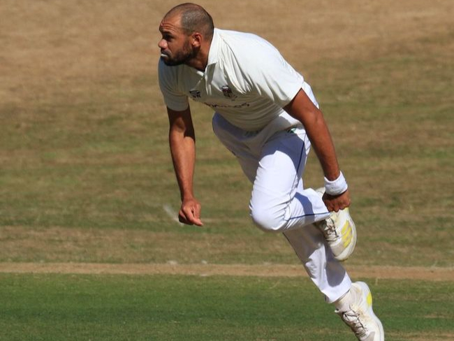 Bash Walters in full flight for Alton’s first team during their 125-run victory against Ventnor on Saturday