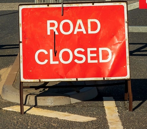Road closure warning