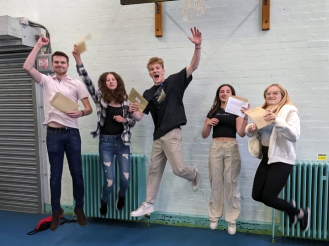 Amery Hill School pupils celebrate their GCSE results, August 25th 2022.