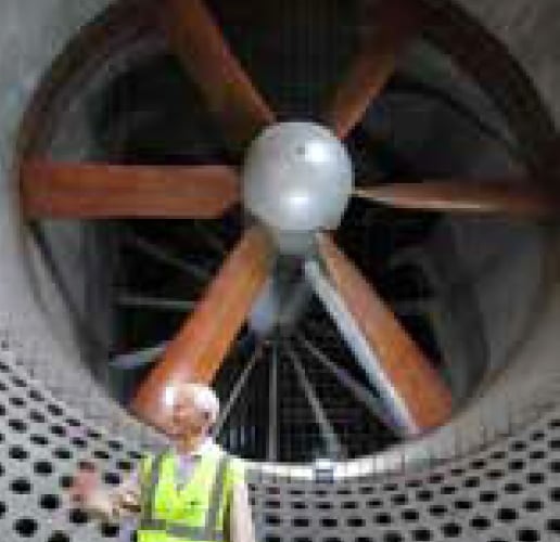 The 24ft fan in one of the historic wind tunnels at Farnborough.