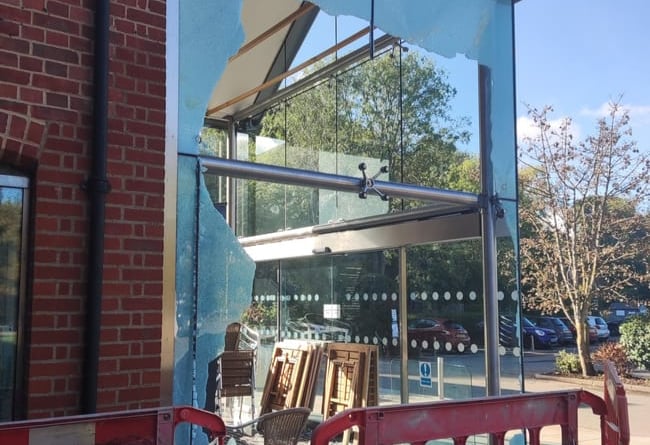 The Maltings’ atrium after the attack on Sunday morning