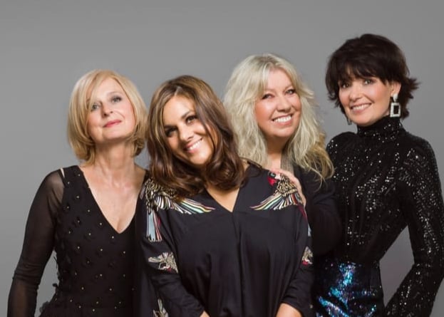 Publicity picture for 2022 Woman To Woman concert tour.  From left: Julia Fordham, Rumer, Judie Tzuke and Beverley Craven.