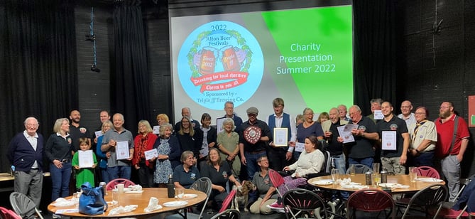 Alton Summer Beer Festival presentation of cheques and awards, Wessex Arts Centre, Alton College,  September 24th 2022.