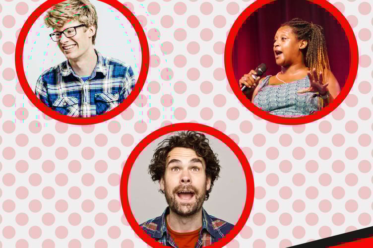 Comedians Paul F Taylor, Alex Kealy and Dana Alexander.