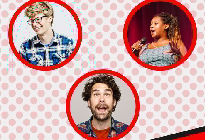Comedians Paul F Taylor, Alex Kealy and Dana Alexander.