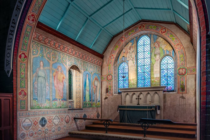 The Kitty Milroy murals at St Mark’s Church in Upper Hale were painted by artist Eleanor Catherine ‘Kitty’ Milroy between 1911 and 1920. They represent local scenes and Biblical passages and have recently been restored by conservators Rickerby and Shekede.