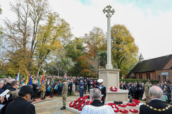 A huge crowd again gathered for Farnham’s Remembrance Day parade and service last Sunday – with this year’s outdoor service incorporating the St Andrew’s Church service for the first time