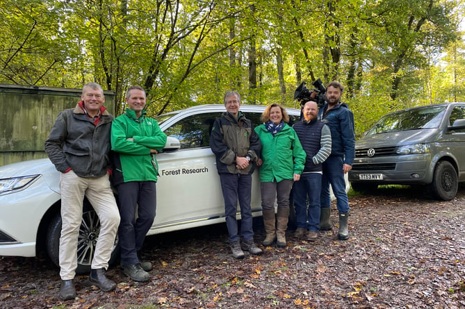 The Countryfile team with Matt Wilkinson, James Morison and Charlotte Magowan from Forest Research