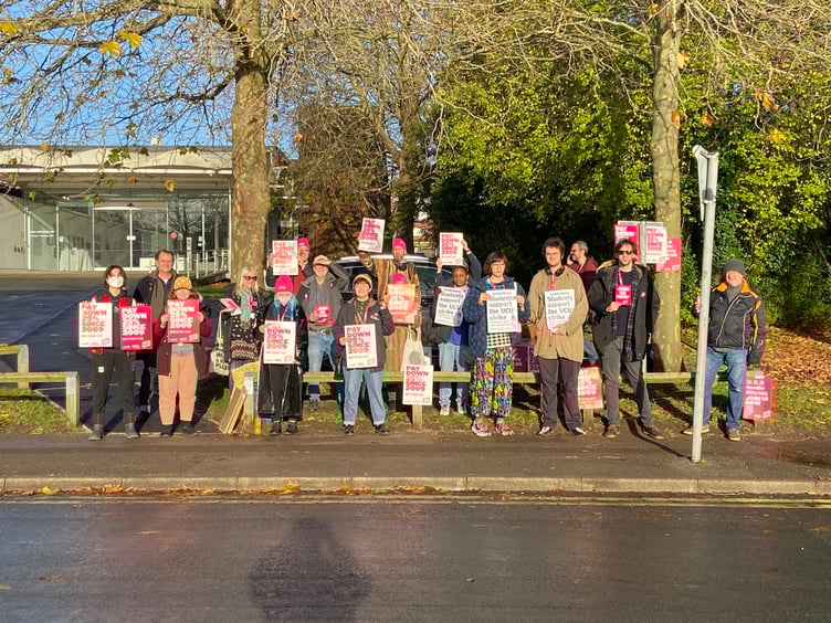 UCA lecturers formed a picket line outside the university entrance on Friday, November 25 – joined by staff from across all UCA departments and some students