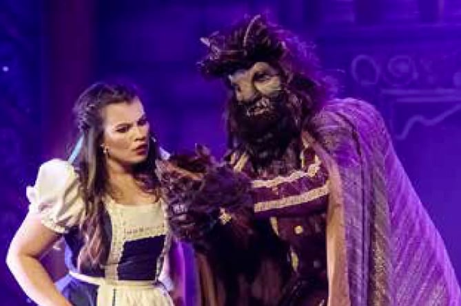 Francesca McKean as Belle and Henry Shine as Beast, Beauty and the Beast, Camberley Theatre, December 2022.