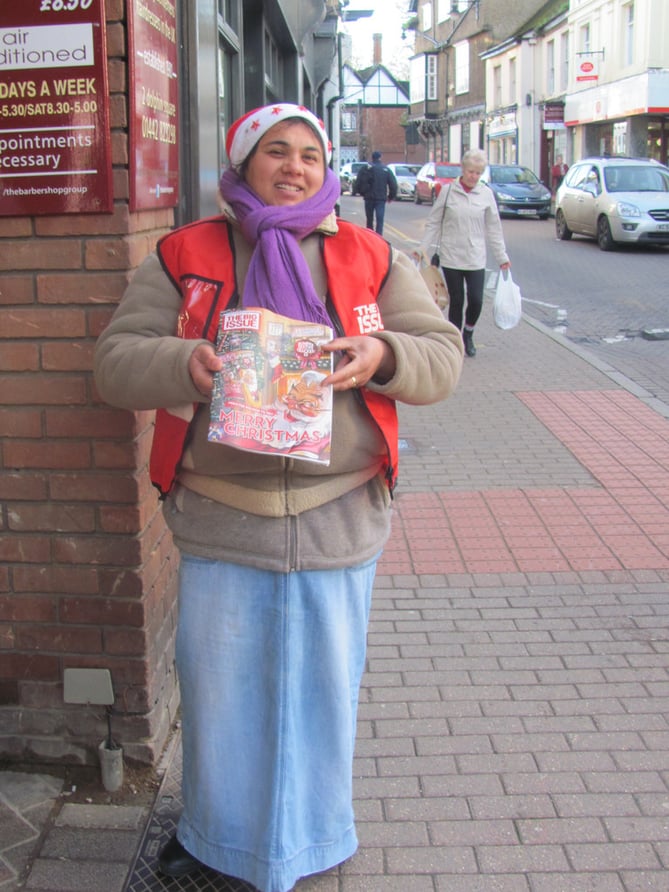 Alton's Big Issue vendor reportedly had a cup containing her day's takings stolen on Christmas Eve