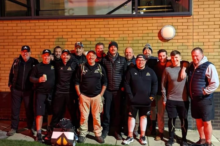 The team of Farnham players who walked overnight from Twickenham to the club ahead of the home game on November 12