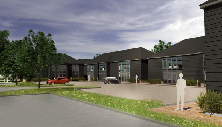 A visualisation of the proposed industrial units at Oakhanger Business Park