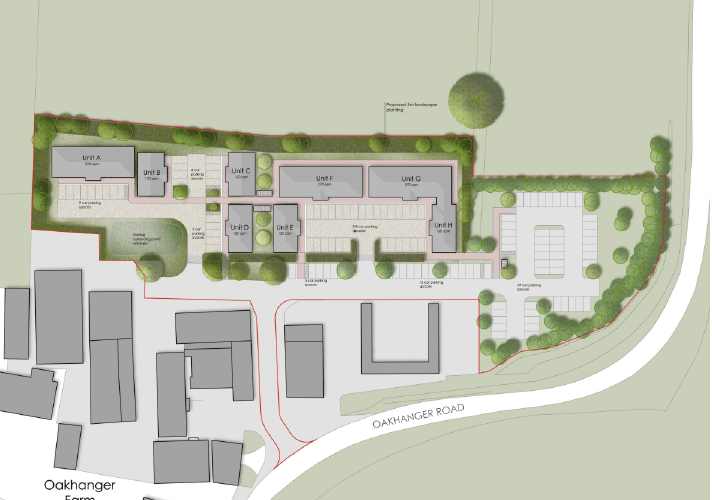 Purple Beaver Holdings Ltd's original plans for Oakhanger Business Park, granted outline planning permission in 2021...