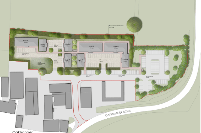 Purple Beaver Holdings Ltd's original plans for Oakhanger Business Park, granted outline planning permission in 2021...