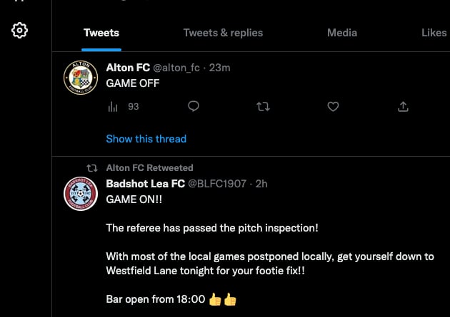 The clubs’ Twitter feeds struggled to keep up with the officials’ decisions...