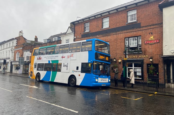 The Stagecoach 65 bus connects Alton to Bentley, Farnham and Guildford