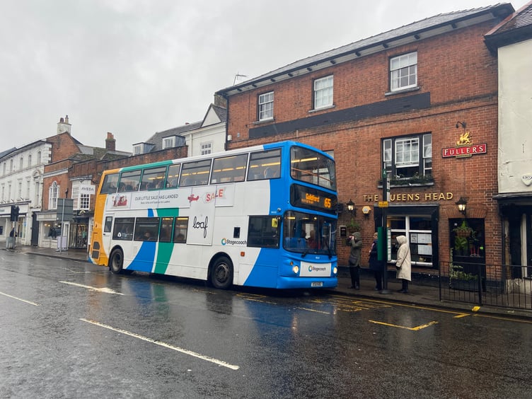 The Stagecoach 65 bus connects Alton to Bentley, Farnham and Guildford
