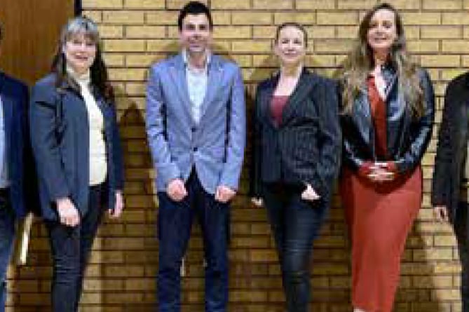 From left: Whitehill town councillors Yee Gan Ong, Linda Delve, Andy Tree, Catherine Clark, Kirsty Mitchell and Adeel Shah, January 2023.