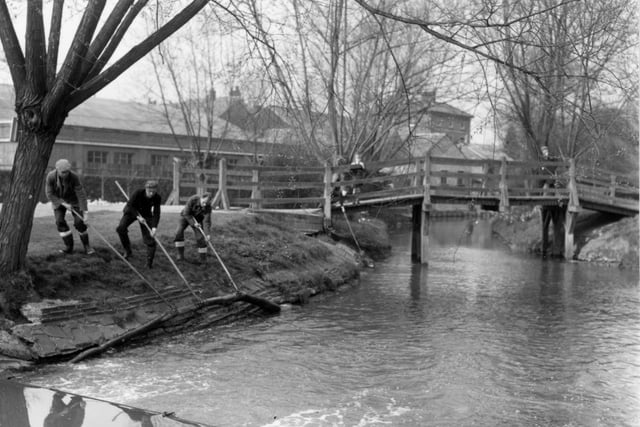 Peeps: Water board clears the River Wey through Gostrey Meadow in 1953