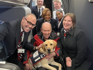 One man and his dog visit Northern Ireland school