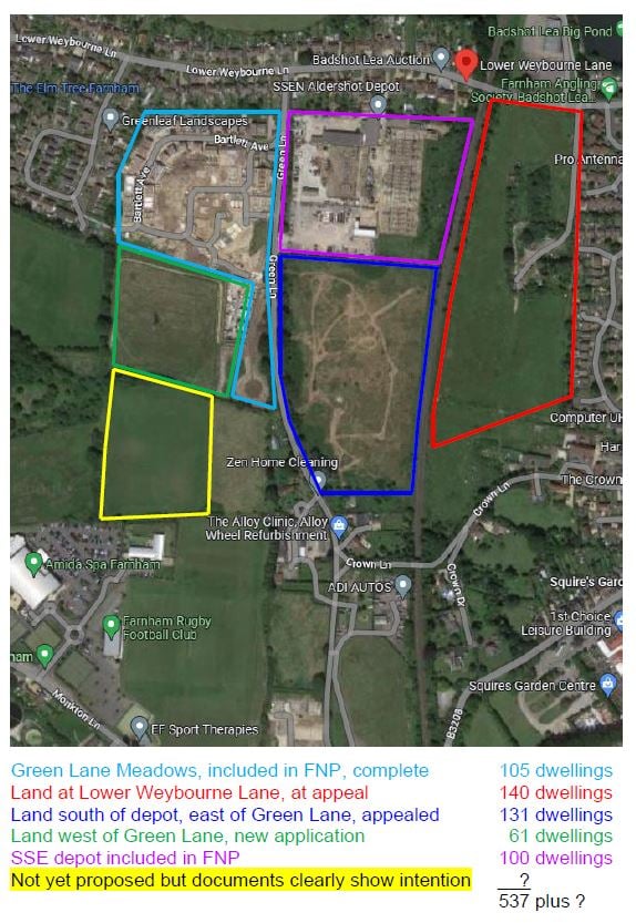 Cumulative development off Lower Weybourne Lane