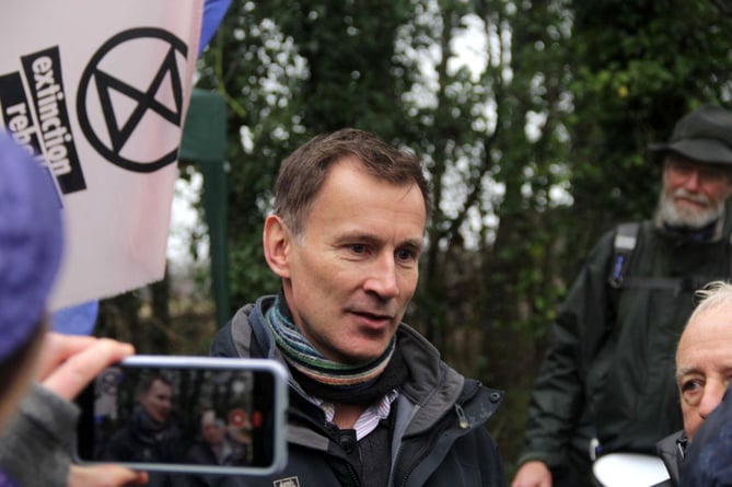 MP Jeremy Hunt spoke against UKOG’s application at a protest in January 2022
