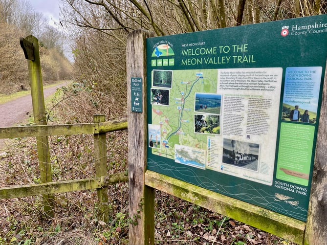 The Meon Valley Trail spans 11 miles from West Meon to Wickham on a former railway line
