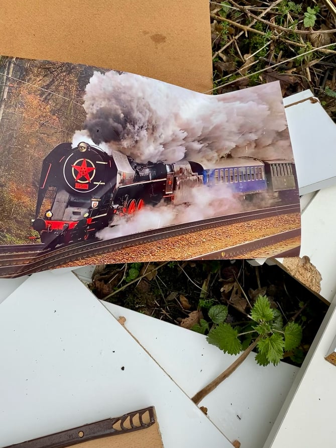Do you recognise this photo of a steam train, dumped on the Meon Valley Trail last week?