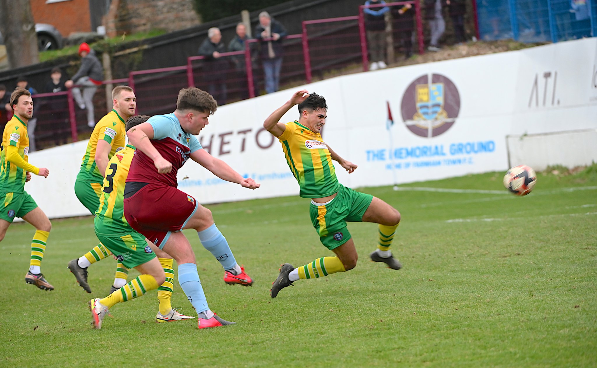 Lewis Flatman goes close to scoring a third against Badshot Lea