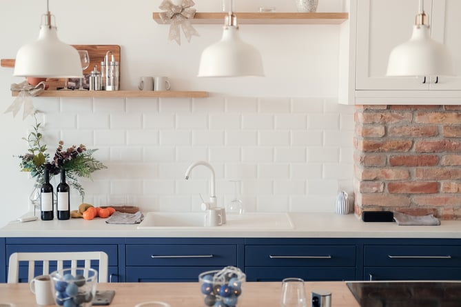 Modern blue and white kitchen interior design house architecture
