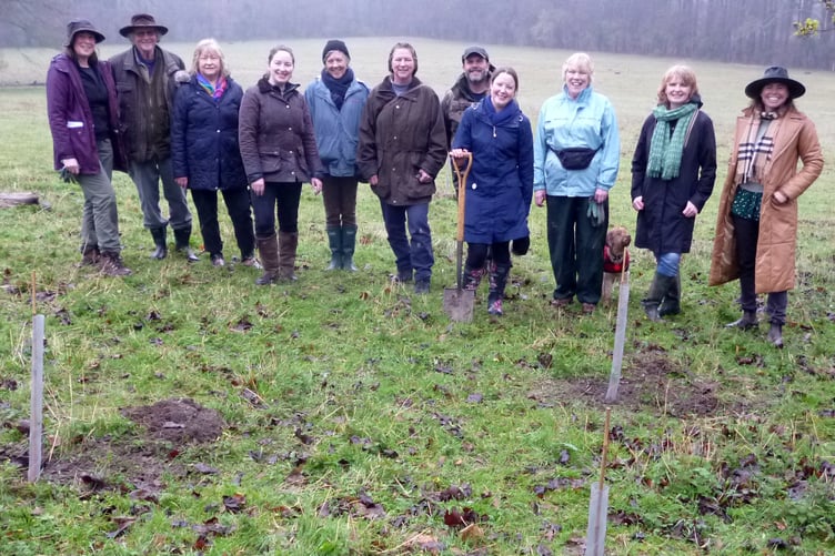Planting Elizabeth Copse in Chawton House parkland, March 29th 2023.