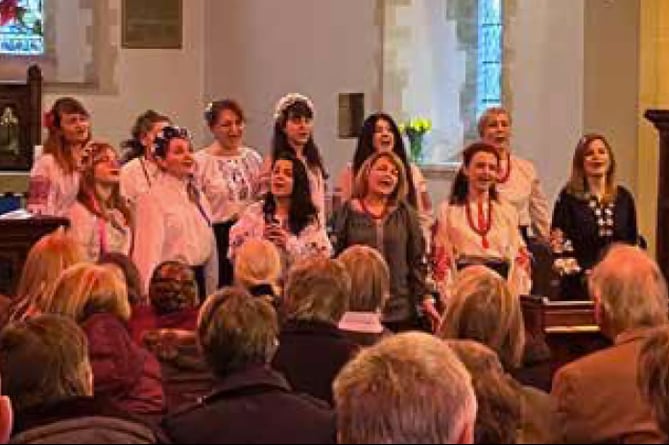 Petersfield Ukrainian ladies choir, Langrish Church, April 2023.