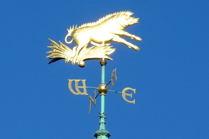The Hampshire Hog weathervane at the Hampshire County Council offices in Winchester