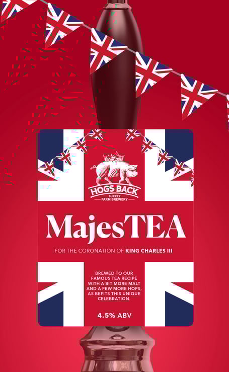 MajesTEA is a regal variation on Hogs Back’s award-winning flagship ale Tongham TEA